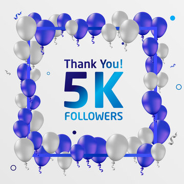 thank you followers or subscribers, 5k or five thousand online social group, happy banner celebratio