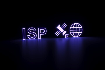 ISP neon concept self illumination background 3D illustration