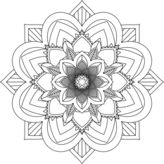 Easy Mandala coloring book simple and basic for beginners, seniors and children. Set of Mehndi flower pattern for Henna drawing and tattoo. Decoration in ethnic oriental, Indian style.