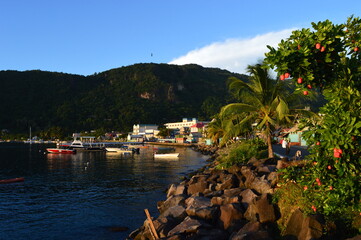 The stunning bay of Soufriere at the foot of the two Piton mountains in Saint Lucia, Caribbean Ocean