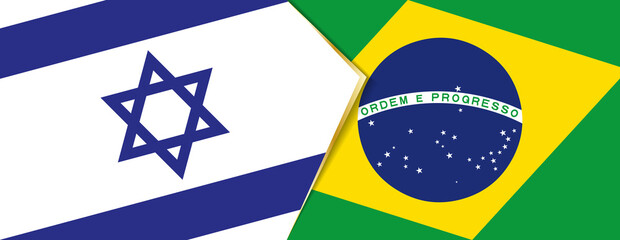 Wall Mural - Israel and Brazil flags, two vector flags.