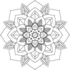 Easy Mandala coloring book simple and basic for beginners, seniors and children. Set of Mehndi flower pattern for Henna drawing and tattoo. Decoration in ethnic oriental, Indian style.