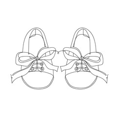 Sticker - baby shoes - one line drawing. vector illustration continuous line drawing