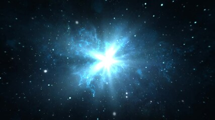Wall Mural - Camera flying through the clouds and star field in outer space Loop Animation Background. Nebula clouds and black holes in deep space. Animation of flying through glowing nebulae, clouds and stars.