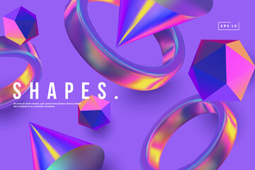 Colorful background with cimple gemotricshapes. Iridescent gradient. Eps10 vector.