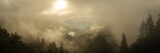Fototapeta Na ścianę - Panorama view of foggy forest in smoky mountains national park at morning sunrise