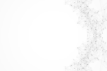Leinwandbilder - Geometric connected background lines and dots. Simple technology abstract graphic background design, illustration.