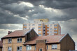High rise council flats in deprived poor housing estate in Port Glasgow, Inverclyde