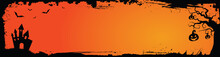 Vector Halloween Web Banner Billboard Size Orange Grungy Border Template Background