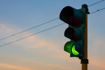 Close-up of green traffic lights