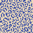 Snow leopard with classic blue color seamless pattern