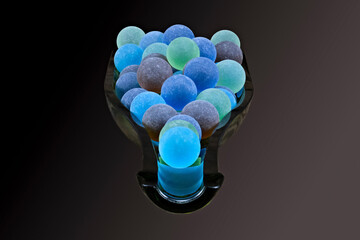 Bottle cut with glass marbles 2