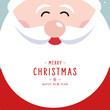 Santa Claus face with merry Christmas wishes snowy background