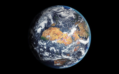 Wall Mural - earth planet isolated in black (elements of this image furnished by nasa). 3d rendering