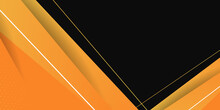 Orange Black Abstract Geometric Presentation Background With Triangle, Lines, And Halftone.