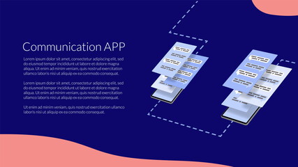 Wall Mural - Mobile applications for communication. Programs for messages in smartphones. Template for a website or banner. Vector EPS10.
