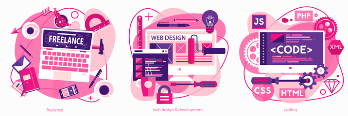 Wall Mural - programming and coding, scripting and website development, and freelance concepts