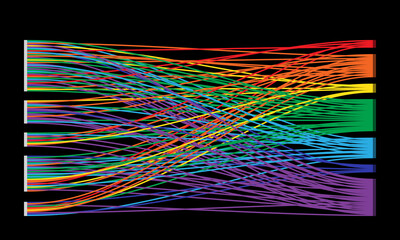 Leinwandbilder - Color lines order in left and chaotic in right. Big data analyzing concept.