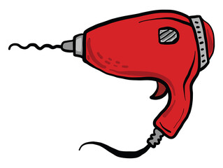 Sticker - Red electric drill, illustration, vector on white background