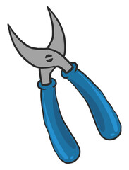 Sticker - Blue pliers, illustration, vector on white background