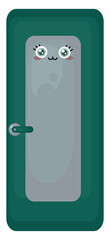 Poster - Green door, illustration, vector on white background.