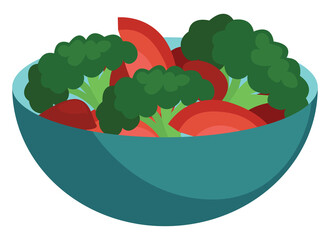 Poster - Healthy salad, illustration, vector on white background.