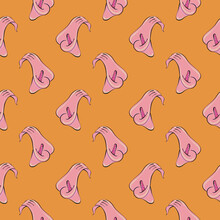 Pink Calla,seamless Pattern On Orange Background.