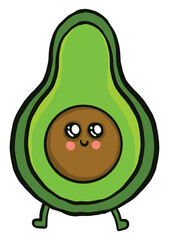 Poster - Happy little avocado, illustration, vector on white background.