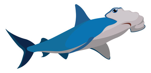 Wall Mural - Hammer shark, illustration, vector on white background.