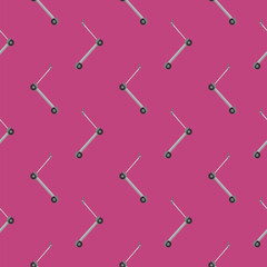 Canvas Print - Little scooter,seamless pattern on hot pink background.