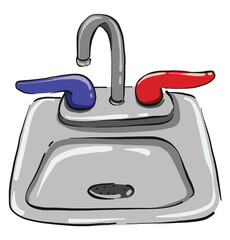 Poster - Kitchen sink, illustration, vector on white background.