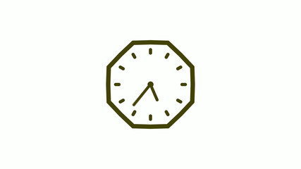 New 12 hours counting down clock icon on white background, Yellow dark counting down clock icon 