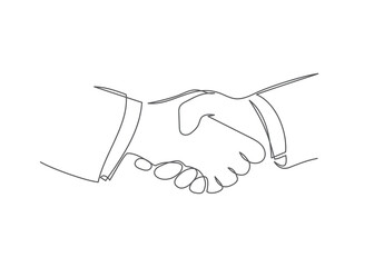 Handshake One line drawing Vector handshake in line style on white background