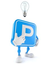 Wall Mural - Parking symbol character with an idea