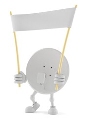 Canvas Print - Satellite dish character holding blank banner