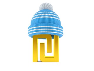 Sticker - Shekel currency with winter hat