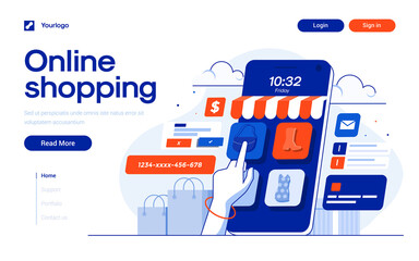 Wall Mural - flat modern design illustration of online shopping