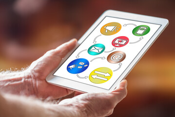 Communication concept on a tablet