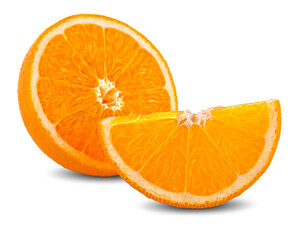 Wall Mural - Orange fruit slices isolated on white