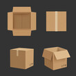 © ONYXprj - Cardboard box. Paper box different point views transporting package realistic vector mockup. Illustration paper cardboard blank, box empty container for pack