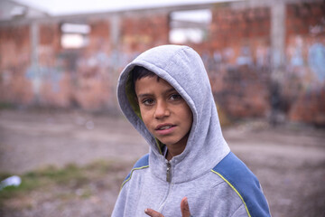 Wall Mural - Portrait of a gypsy boy on the street