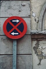 no parking  traffic signal on the street in Bilbao city, Spain