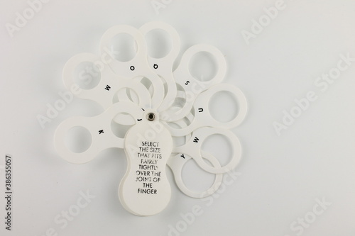 Ring size gauge UK isolated on a white background