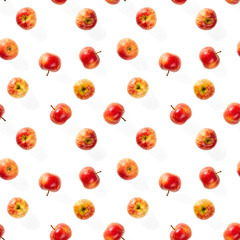 Seamless pattern with ripe apples. Tropical fruit abstract background. Apple seamless pattern on white background.