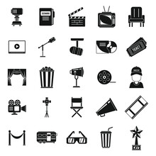 Stage Director Chair Icons Set. Simple Set Of Stage Director Chair Vector Icons For Web Design On White Background