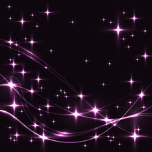 Dark Background With Pink Stars And Waves.