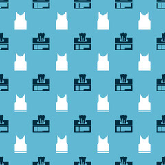 Sticker - Set Wet wipe pack and Sleeveless T-shirt on seamless pattern. Vector.