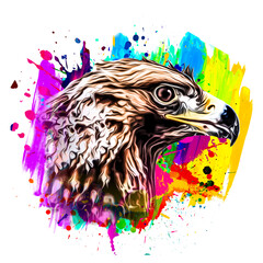 Wall Mural - colorful artistic eagle isolated on white background