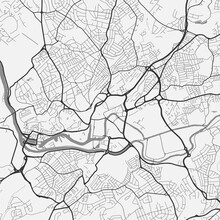 Urban City Map Of Bristol. Vector Poster. Grayscale Street Map.