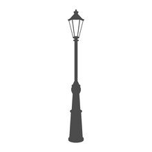 Old Street Luminous Lantern Isolated On White Background. Vector Illustration.
